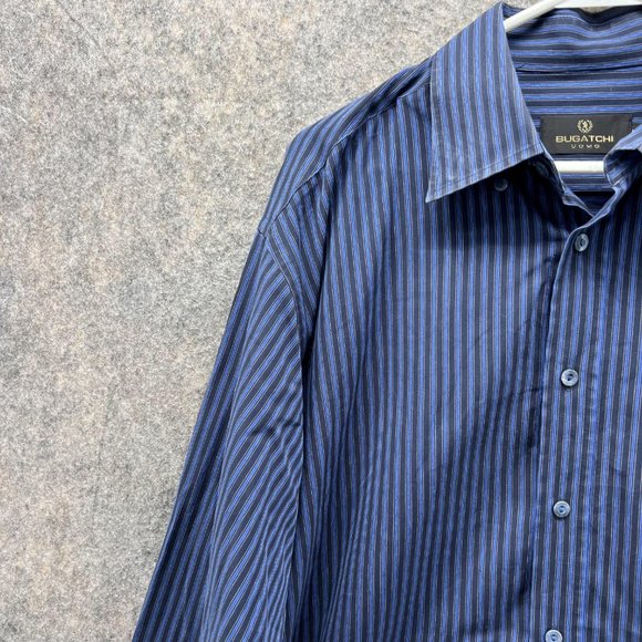 Bugatchi Shirt Men Large Adult Blue Casual Button Down Outdoors Dress Pockets - Picture 3 of 12